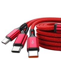 Nylon tressé 3 en 1 type-c micro individuel long câble de 1.2 mètres câble USB de charge rapide pour téléphone portable