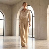 Pantalon en lin sur mesure à coupe décontractée pour femmes de grande taille, style décontracté, pantalon professionnel extra long, sur mesure, vente en gros