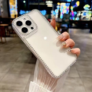 Custodia per telefono con diamanti lucidi lusso per IPhone 17 Pro Max 16 11 12 13 <span class=keywords><strong>14</strong></span> 15 XS XR Glitter trasparente per paraurti Cover morbida in TPU - Product Image 4