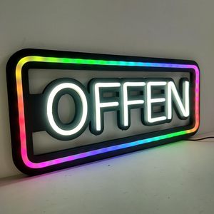 German OFFEN neon LED indoor hanging open ambient light shop entrance indicator street decoration light luminous <b>sign</b> 5V 12V - Product Image 6