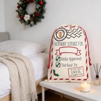 Sac de Noël 2026 – Sac du Père Noël en toile de coton personnalisé avec cordon de serrage – Vente chaude – Prix usine