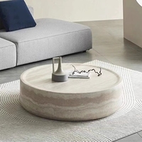 Table Basse en Pierre Trou Rond, Table de Salon Moderne, Table Basse de Créateur Simple et Créative en Marbre