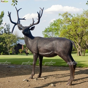 Youfine nhà máy giá đúc cuộc sống kích thước lớn kim loại đồng vườn nai sừng tấm Tượng điêu khắc cho săn bắn mặt đất - Product Image 6