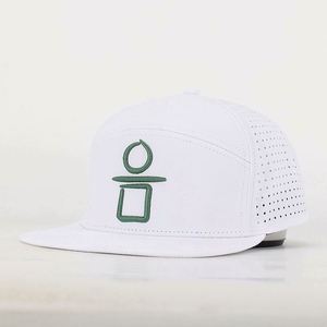 Casquette Snapback Unisexe Personnalisée 6 Panneaux 100% Polyester à Visière Plate, Imperméable, Brodé Style Hip Hop avec Trous Découpés au Laser pour la Plage - Product Image 1