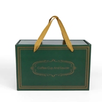 Boîte cadeau portable en papier kraft recyclé écologique de luxe, en forme de tiroir, pour tasse à café, fermeture magnétique, logo et couleurs personnalisables