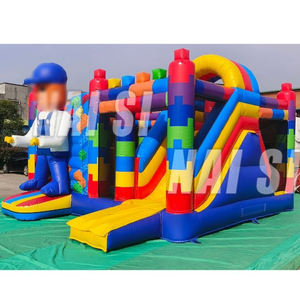 Château gonflable commercial à thème blocs, toboggan gonflable, jeux gonflables de <span class=keywords><strong>vacances</strong></span>, parc d'attractions gonflable, jeux d'extérieur pour enfants - Product Image 2