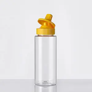 Novo design de garrafa de molho plástica de 12 onças 360 ml redonda de plástico de apertar 10 onças