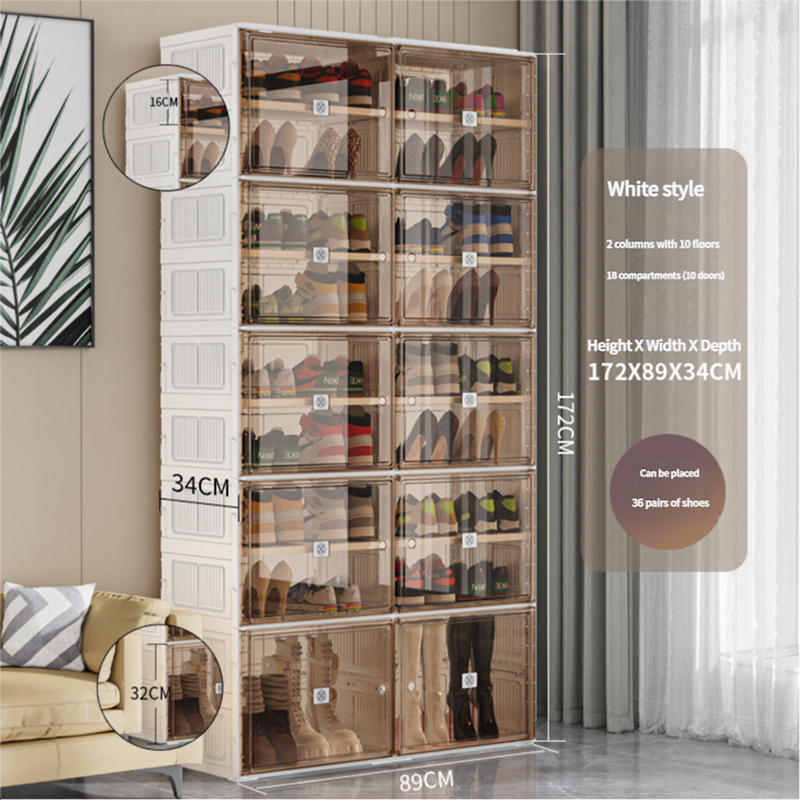 Stackable Transparent Plastic Shoes Organizer Multilayer Foldable Shoes Cabiners Ideal For Organizing And Protecting Shoes