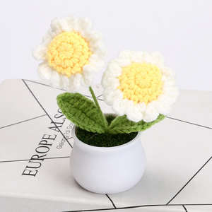 Llavero <span class=keywords><strong>de</strong></span> Girasol Hecho a Mano <span class=keywords><strong>con</strong></span> <span class=keywords><strong>Hilo</strong></span> <span class=keywords><strong>de</strong></span> <span class=keywords><strong>Lana</strong></span>, Flor Artificial Tejida para Graduación, Navidad, Año Nuevo Chino - Product Image 4