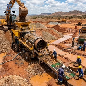 Planta Móvil de Lavado de Oro 30-50 TPH, Criba Trommel para Oro, Separador de Oro Aluvial, Resistente al Calor, Servicio de Minería en África - Product Image 1