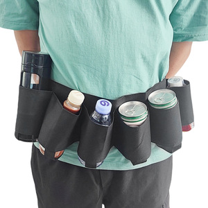 Bolsa de cintura para almacenamiento de bebidas Penggong, capacidad para 6 latas, portátil, para deportes al aire libre, uso en pícnic, tela Oxford negra - Product Image 1