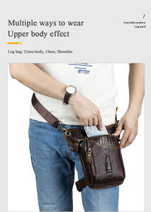 AndoBag Riñonera de Cuero con Patrón de Cocodrilo para Hombre, Bolso Cruzado de Hombro, Riñonera Casual para Exteriores, Trabajo, Deportes, Motocicleta - Product Image 2