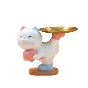 Kick-Leg Happy Cat Storage Ornament Resin Desktop Makeup Organizer Lipstick Holder Decor For Living Room Or Entryway - Product Image 4