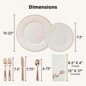 Assiettes en plastique jetables avec bord doré, motif floral, couleurs personnalisées, écologiques, pour fête, <span class=keywords><strong>mariage</strong></span>, service de table - Product Image 2