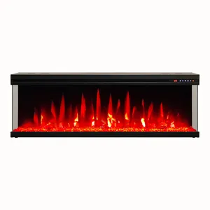 LONGHUA FLAME 42" 50" 60" 72" 100" Built-in 3 Side Decorative Wall Recessed Mounted Glass Electric Fireplace