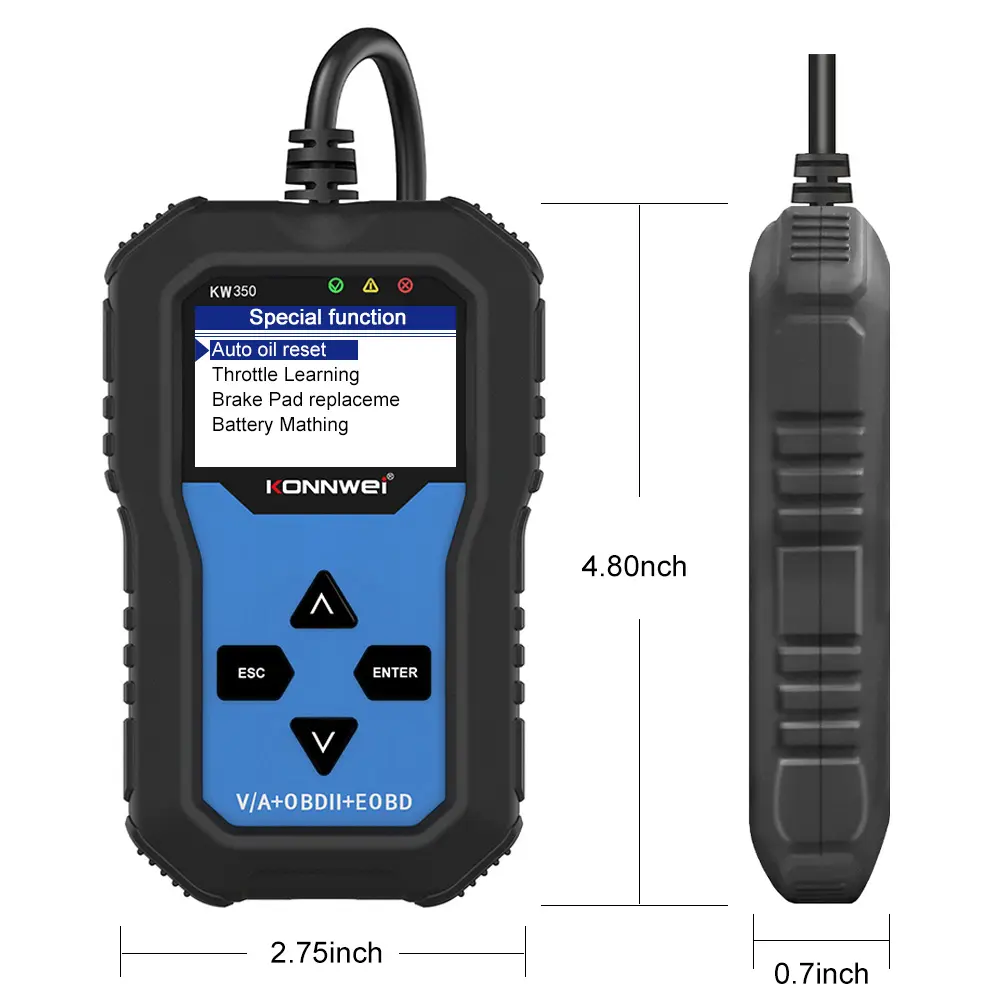 KONNWEI KW350 OBD II كامل وظيفة سيارة ماسح ضوئي تشخيصي ل V/A جيتا لبورا سانتانا Sagitar Magotan جولف خنفساء تيغوان