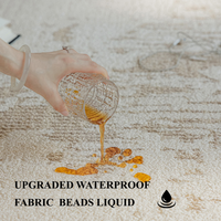 Tapis de luxe imperméable réversible, adapté aux animaux domestiques, antimicrobien, personnalisable, fabriqué à la machine, avec envers en jute, poils moyens, motif abstrait crème
