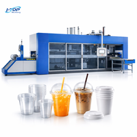 Volledig automatische plastic beker thermoformmachine voor de productie van wegwerp bekers van PP, PET en PS voor water, koffie en yoghurt, hoogproductief systeem