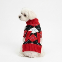 Pull pour chien à carreaux rouge et noir, pull chaud à col roulé pour chiens de petite et moyenne taille, style preppy classique