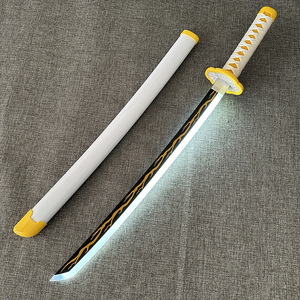 NUOVO Coltello Luminoso Demon <span class=keywords><strong>Slayer</strong></span> Kamado Tanjirou, Coltello Sunwheel, Spada di Legno per Cosplay Anime, Giocattolo per Bambini - Product Image 2