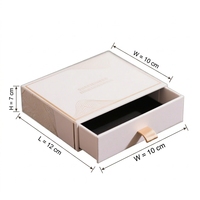 Boîte à bijoux de luxe blanche personnalisée avec logo, cadre doré, emballage coulissant en carton, organisateur de colliers et bagues en gros