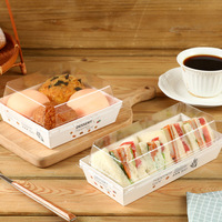 Couvercle Transparent Rectangulaire Kraft Papier Emballage En Plastique Dessert Gâteau Snack Boîtes avec Couvercle