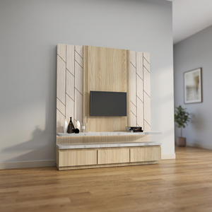 Mueble para TV Arion HPL, Diseño Moderno y Sencillo, Natural, para Sala de Estar, Hogar, Hotel, Mueble de Madera para Equipos Multimedia - Product Image 3