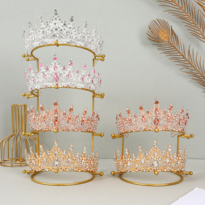 Soporte de exhibición <span class=keywords><strong>para</strong></span> coronas de novia, estante <span class=keywords><strong>para</strong></span> accesorios <span class=keywords><strong>para</strong></span> el cabello, soporte de metal dorado <span class=keywords><strong>para</strong></span> tocados, joyería, fotografía, transmisión en vivo, adorno <span class=keywords><strong>para</strong></span> habitación - Product Image 2