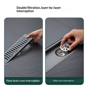 OEM Long Rectangular Floor Drain Bathroom Made Thickened 304 Stainless Steel High Drainage Capacity Odor-proof Hotel - Product Image 3