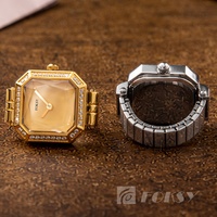 Cincin nada jari persegi berlian tangan Mini kustom populer untuk pria dan wanita jam tangan kuarsa mewah dengan Logo personalisasi keluaran baru