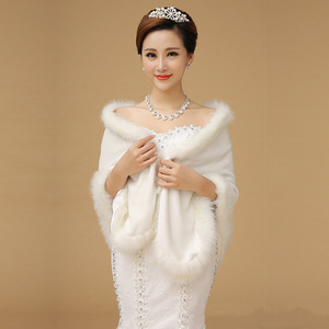 Châle mariée robe de mariée épaissie chaude cape demoiselle d'honneur blanc châle robe de mariée châle accessoires - Product Image 1