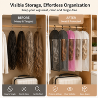 Sac de rangement pour perruques avec logo personnalisé et cintre |   Étui suspendu pour extensions de cheveux non tissées |   Sac de protection transparent anti-poussière avec fermeture éclair
