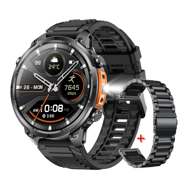 MK100 Outdoor Sport GPS Smart Watch Flashlight Compass Altitude Barometer 1.7 TFT Inch Touch Screen IPX8 Waterproof Alloy Case