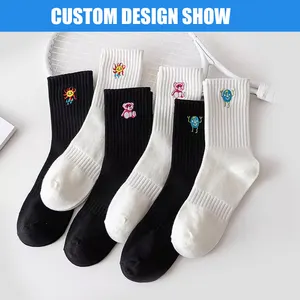 Custom Design Embroidery Socks Made Your Own Logo Unisex Sock Customized Embroidery Logo Sock