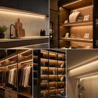 Bande LED super fine de 3 mm, 24 V, flexible, 180 LED/m, haute densité, éclairage sous armoire pour étagères et placards