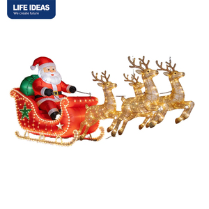 Décorations de Noël gonflables pour l'extérieur, traîneau de rennes animé et Père Noël, pour des présentations festives en plein air - Product Image 2