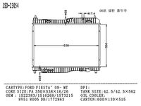 Radiateurs de refroidissement d'air JD 23054 pour FORD FIESTA 2008-MT, radiateur 1522383 1516268 15732158V518005 DD 1772863, réservoirs en plastique
