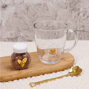 BespritGift Tasse en verre de guimauve en poudre de cacao de haute qualité coffret cadeau <span class=keywords><strong>Saint</strong></span>-<span class=keywords><strong>Valentin</strong></span> pour les couples ODM/OEM cadeau de vacances pour les femmes - Product Image 3