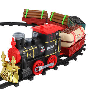 2023 cadeau de noël enfants noël rétro vapeur Puzzle assemblage son lumière pulvérisation électrique piste voiture jouet Table jouet <span class=keywords><strong>Train</strong></span> ensemble - Product Image 1
