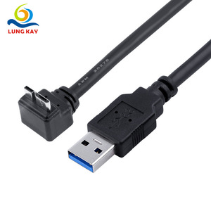 Cable de datos Lung Kay USB 3.0 AM a Micro de ángulo recto, negro, transferencia de alta velocidad para disco duro externo - Product Image 1