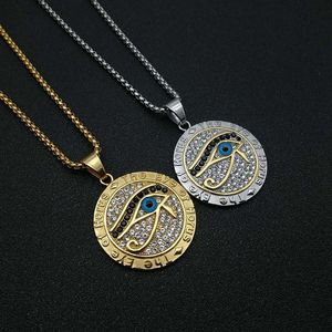 Yunnique – collier avec pendentif œil d'Horus, en acier inoxydable, plaqué or, strass, bijoux cadeau unisexe - Product Image 1