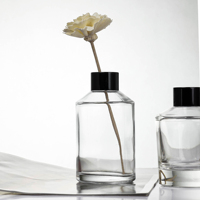 Bouteille d'aromathérapie en verre personnalisable en gros, flacon diffuseur d'huiles essentielles à bâtonnets