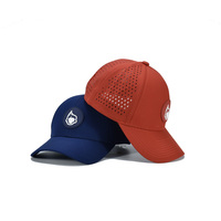 Custom 6-panel terry jersey waterdichte snel drogende sportieve golfpet met lasergesneden rubberen patch logo unisex baseballcap fruit