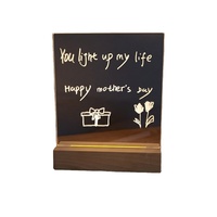 Lampe de nuit LED 3D DIY, panneau acrylique transparent effaçable avec support en bois, base de lampe en bois