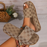 Tongs de créateur pour femme, intérieur/extérieur, à bout ouvert, dessus en coton, légères, semelle extérieure en caoutchouc imprimé, motif uni, tendance