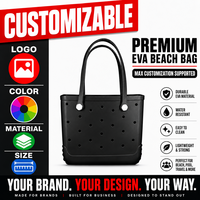 Sac de plage personnalisé noir en EVA avec fermeture à bouton, imperméable, grande capacité, pour usage extérieur estival, vente en gros, OEM, marque privée