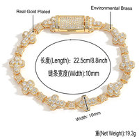 Vente en gros Hip Hop Rappeur Punk Style Bracelet Collier Set 10mm Glacé Zircon Cubique Diamant Arrondi Croix Pavé Étoile Chaîne