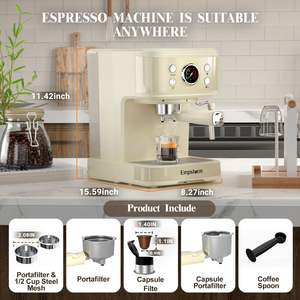 <span class=keywords><strong>Cafetera</strong></span> Espresso Eléctrica Semiautomática de Aluminio 2024, 20 Bares de Presión, 1100W, Ecológica, Regalo Disponible Ahora - Product Image 3