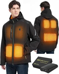 Giacca Riscaldata per Uomo con Batteria 12V, 5 Zone di Riscaldamento Grandi, Cappotto Termico in Softshell con Protezione dal Surriscaldamento e Cappuccio Staccabile - Product Image 1