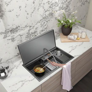 Grifo de Cocina Moderno de Acero Inoxidable 304 Negro Nano Cepillado, Hecho a Mano, de un Solo Tazón, con 5 Años de Garantía para Uso Doméstico - Product Image 3